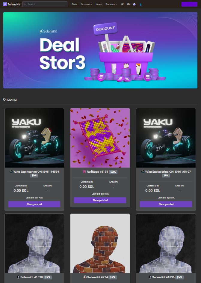 SolanaKit's tweet image. Deal Stor3 is back again!

Come check it out! Here are the items for today:

- @YakuCorp #4559
- @Radrugs_io #5154
- @YakuCorp #5107
- @SolanaKit #1090
- @SolanaKit #274
- @SolanaKit #1096

Let the bidding war begin!

solanakit.com/deal-stor3