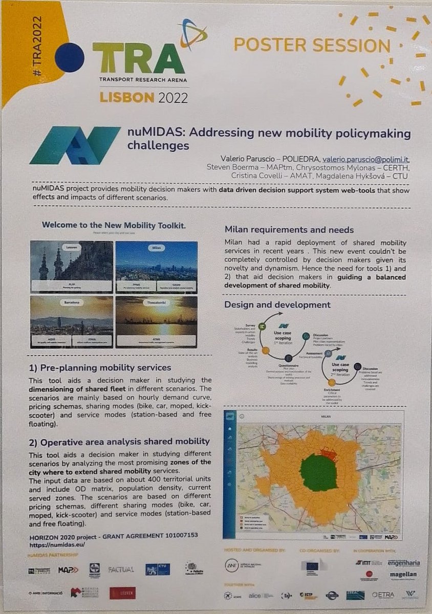 ✅#nuMIDAS was present at #TRA2022 at Lisbon from 14th-17th of November.

Our project coordinator <a href="/smaerivo/">Sven Maerivoet</a> presented the highlights and functionalities of the toolkit at the Stand of #EC  and  <a href="/valerioparuscio/">valerio paruscio</a> showcased  at the Expo area.

#Mobility #Policymaking #Research