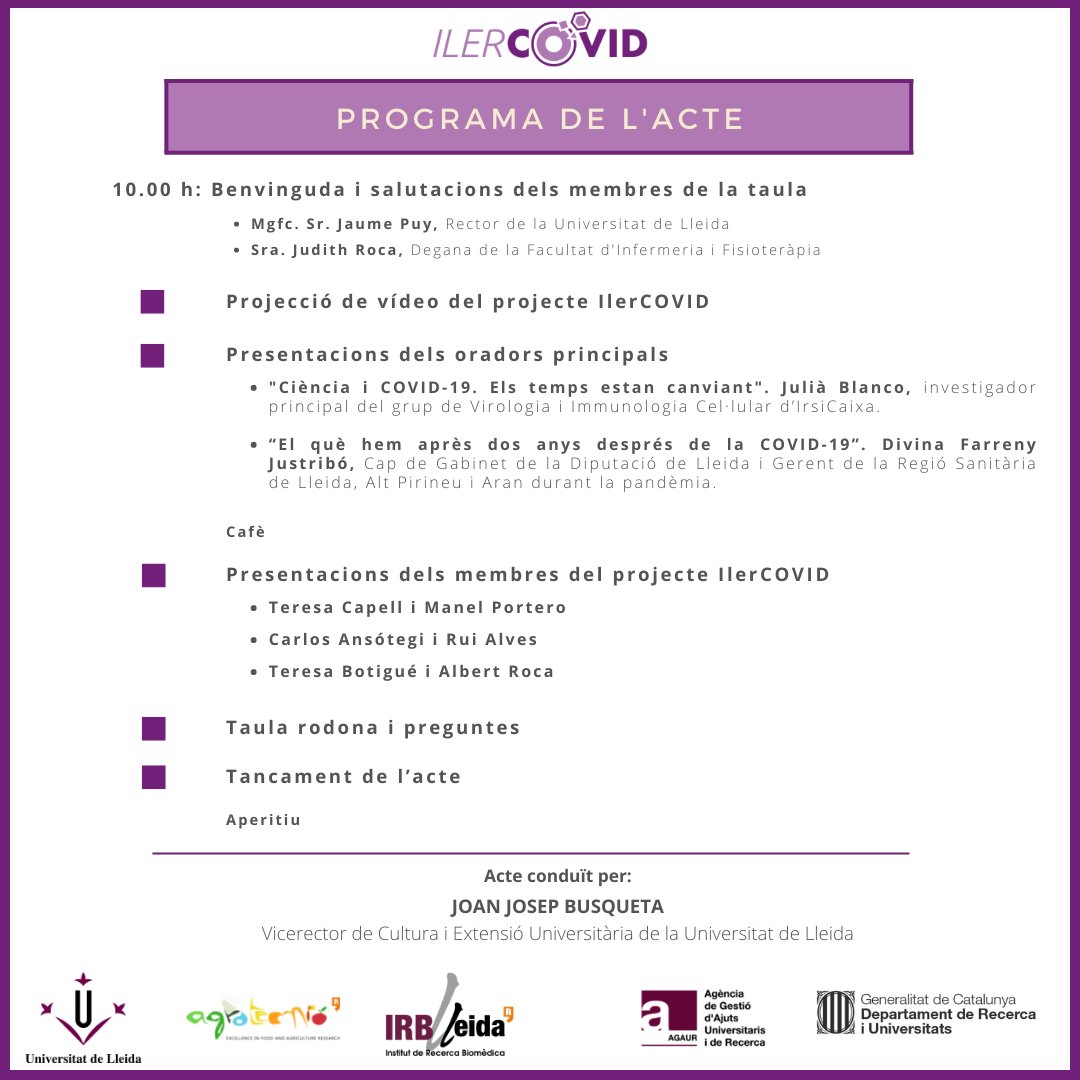 IlerCOVID's tweet photo. 📌Recordeu demà tindrà lloc l'esdeveniment 'D'IlerCOVID a GlobalCOVID'.

Per als que no pugueu assistir de forma presencial, us deixem l'enllaç per seguir l'acte en streaming: https://t.co/bsZVYOcQu5

📆 29 novembre
🕐 10.00 hores
📍 'Auditori del CCCT, Campus Cappont https://t.co/LcUgxUvWsT