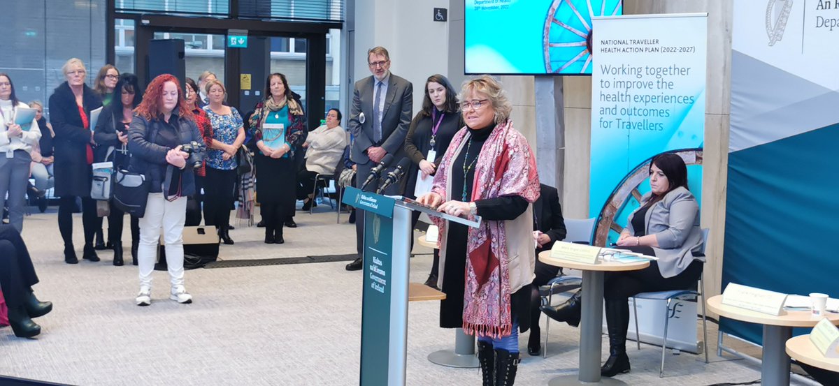 PaveePoint's tweet photo. After a minutes silence to remenber Ronnie Fay, Traveller poet Helen Hutchinson reads her poem Not So Strange at launch of National Traveller Health Action Plan #TravellerHealth https://t.co/s7NfBH7Cs6