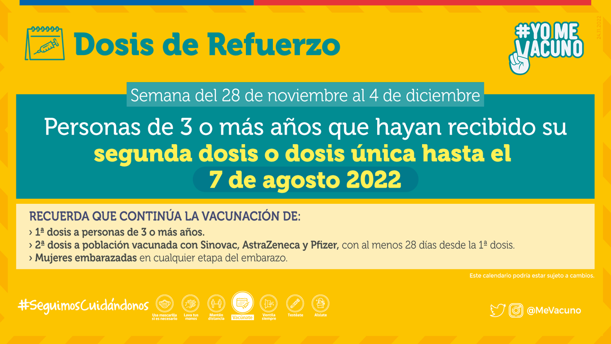 MeVacuno's tweet photo. 📅📌| Compartimos los calendarios de vacunación contra #COVID_19 para la semana entre el 28 de noviembre y el 4 de diciembre 

🔎 Si te corresponde según estos calendarios ¡#PonteAlDía! con tus vacunas para protegerte a ti y a los demás 💉

#YoMeVacuno ✌ https://t.co/maJsZ2AR1Y