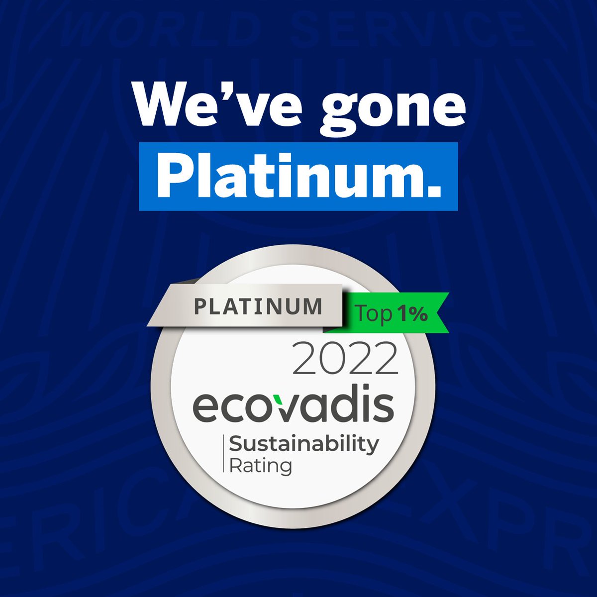 amexgbt's tweet photo. 📣 Amex GBT has been awarded a Platinum @ecovadis Medal. 📣 

This achievement puts us in the top 1% of over 100,000 global businesses assessed on sustainability practices by EcoVadis. 

Find out more about the medal &amp; the work that helped us achieve it: https://t.co/S79ExJiLrn https://t.co/nLOASwn5vu