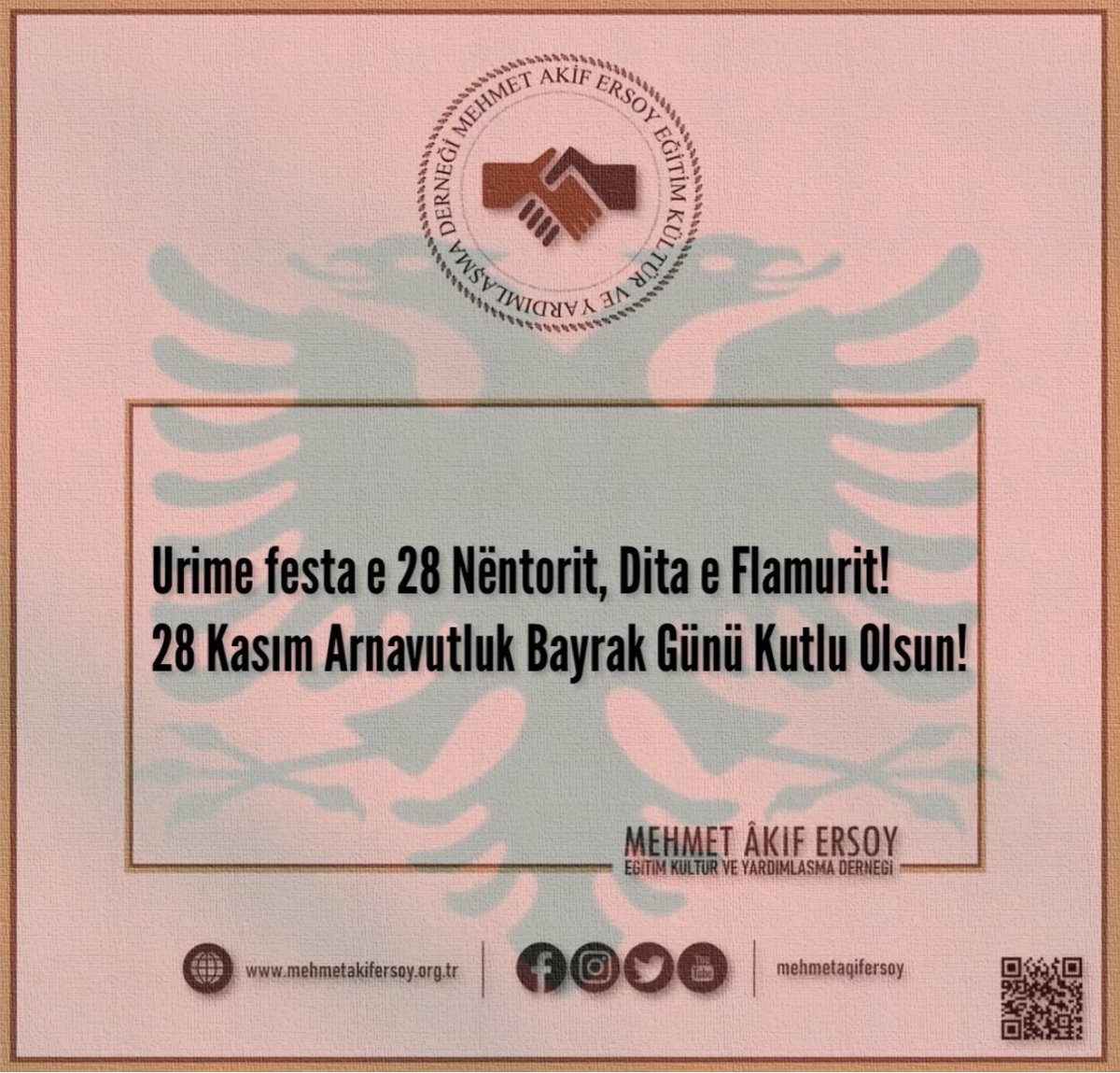 mehmetaqifersoy's tweet photo. Urime festa e 28 Nëntorit, Dita e Flamurit!
28 Kasım Arnavutluk Bayrak Günü Kutlu Olsun!
#28nentori #Albania #albanian #Kosovo #shqiperia #shqiptar #dardania #çameria #presheva #malizi #istanbul #Türkiye #Turki #stanbol #shkup #kumanov #tetov https://t.co/fLKl2DdrPM