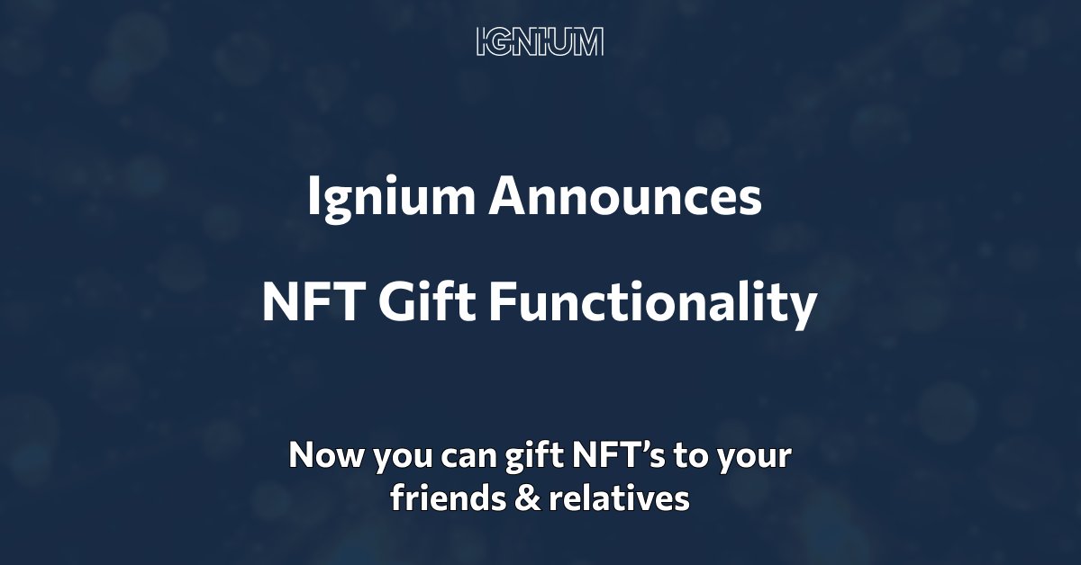We've received many requests from our users who wanted to gift their #NFT. Now we are happy to announce the NFT Gift feature

Any user registered in Ignium can buy NFT and share it as a gift with their friends, relatives and kids

Now you have another gift idea for the holidays🥳