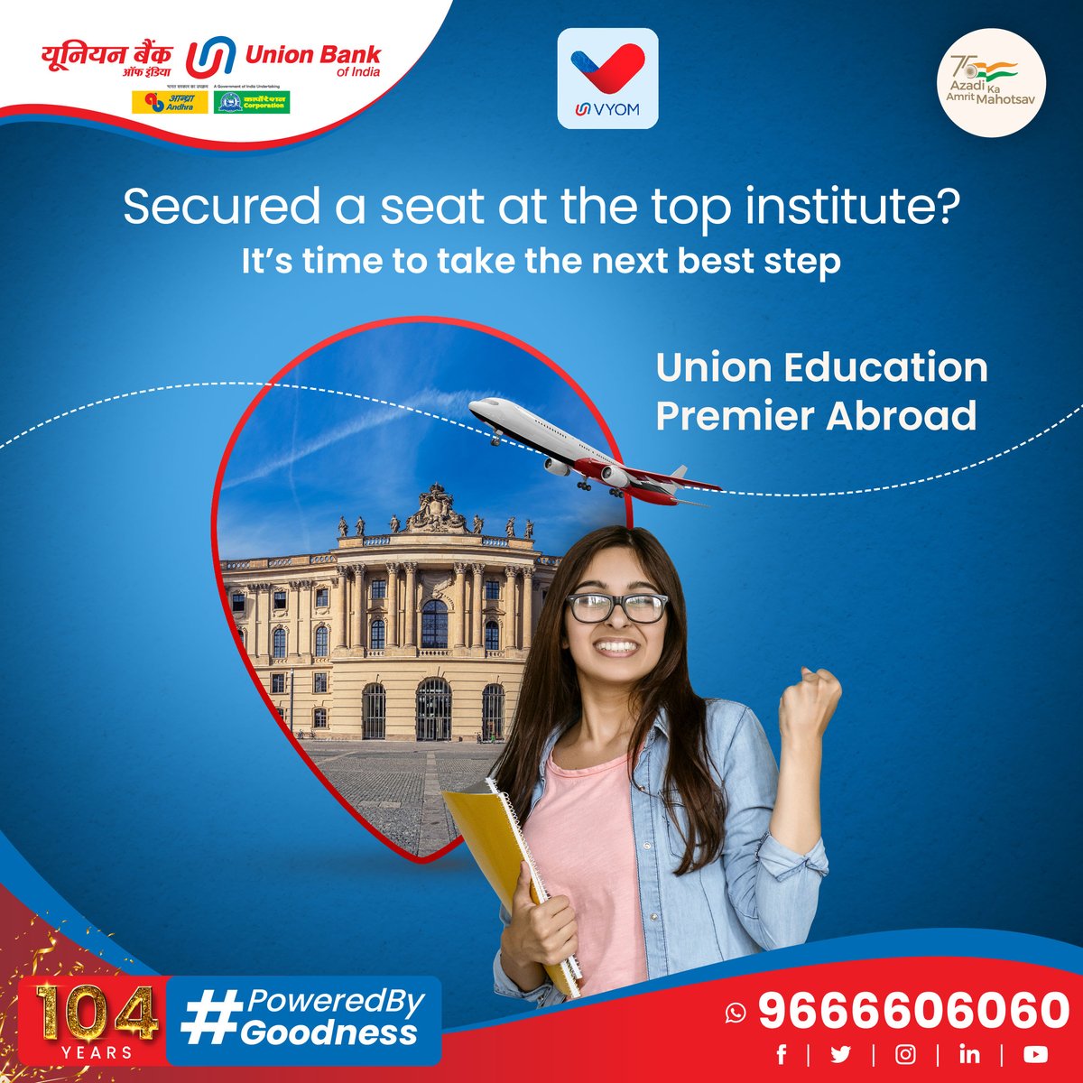 UnionBankTweets's tweet photo. Stay on the path towards the best education with #UnionBankOfIndia by your side. Get right finance for studying in the best International universities with Union Education Premier Abroad.
Know more: https://t.co/6tI5EU3IDX
#GoodPeopleToBankWith #AmritMahotsav #PoweredByGoodness https://t.co/8uwHZiRDTg