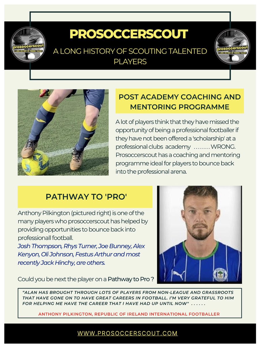 prosoccerscout's tweet photo. Scouting for Talent ⬇️ If you are a ‘talented’ footballer
16-18 or 19-22 years of age then see how @prosoccerscout can help you achieve your dream. Start the process by completing player details here ⬇️

https://t.co/udNbwMG3md https://t.co/6WWAXhMTG2
