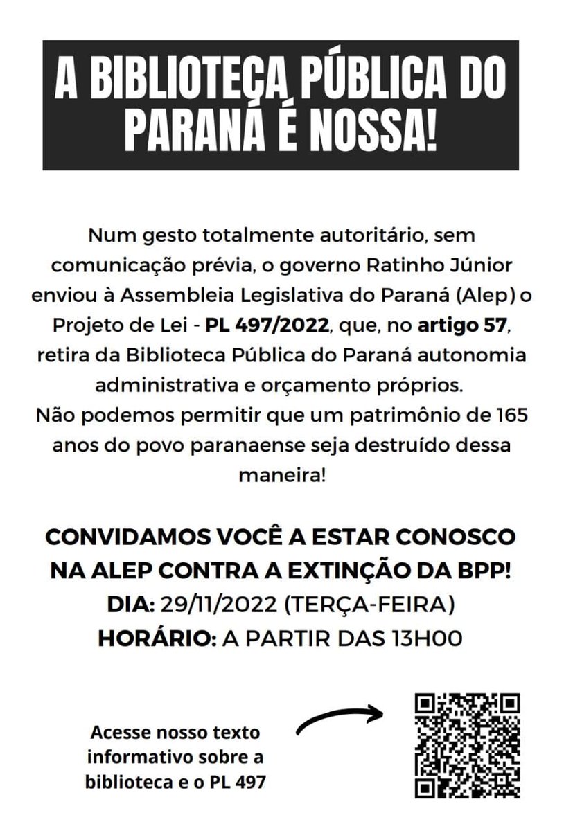 saluli's tweet image. Ajudem a salvar a #BibliotecaPublicaDoParana de ser extinta!
#salvemaBPP