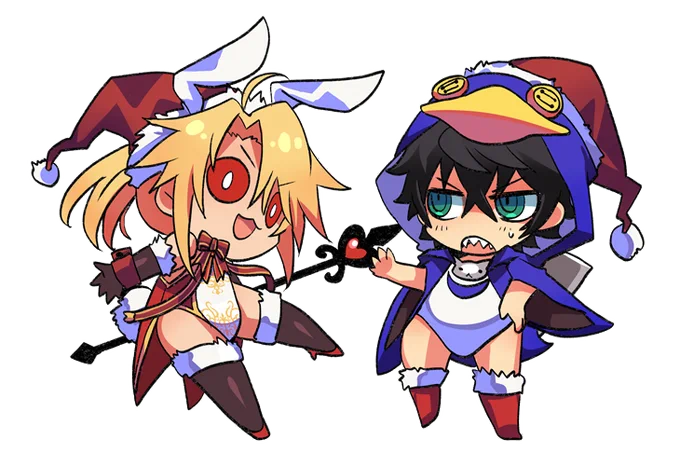 白スクフードペク盾とバニースーツウサ槍過去絵ムーブ 