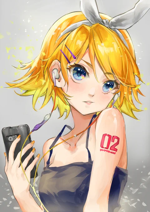 音楽プレイヤーの広告モデルっぽいリンちゃん。#VOCALOID #鏡音リン 