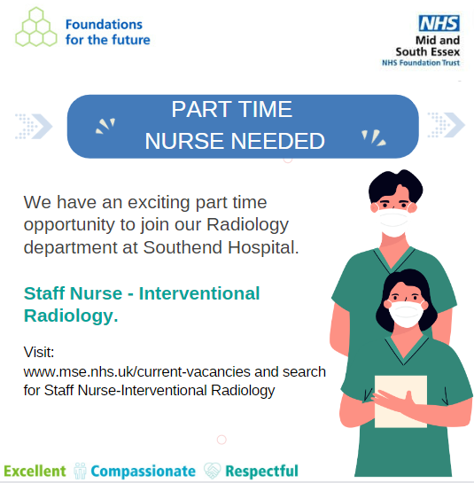 JoinMSEHospital's tweet photo. Are you a Nurse looking for a part time role? Would you like to be at the forefront of an exciting specialty? 

Then we have the perfect job for you with our innovative Interventional Radiology team! 

To find out more, please visit https://t.co/scoprjd6EA https://t.co/DwhLK8HXoT