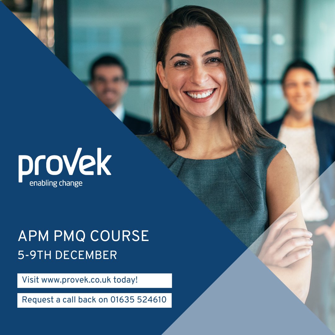 ProvekLtd's tweet photo. Countdown to the start of our next course, the APM Project Management Qualification (PMQ). Starting next Monday 5th December! 

➡️ Learn more here: https://t.co/wgHinFVLyb

☎️ 01635 524 610
🌐 https://t.co/jCqjtL5ylV

#Provek #EnablingChange #projectmanagement https://t.co/sVFn8bBI60