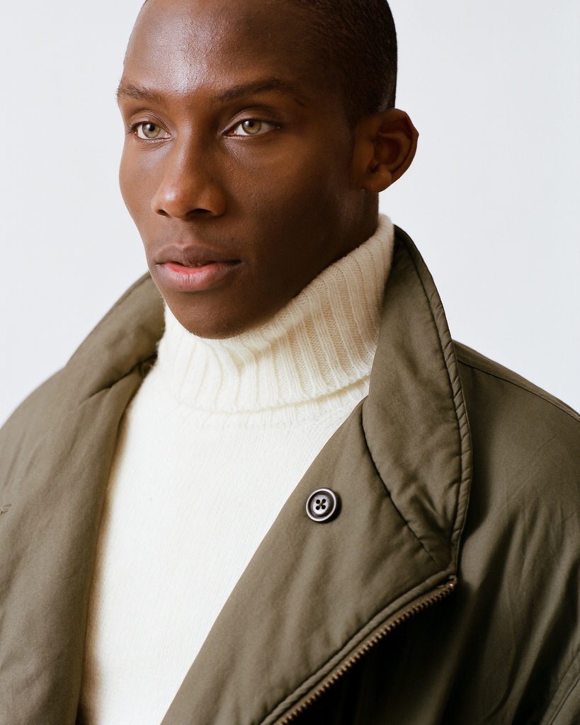 Eugene wears the Newman Roll Neck

Our luxuriously soft lambswool roll neck made in the Scottish Borders. Timeless pieces for contemporary styling.