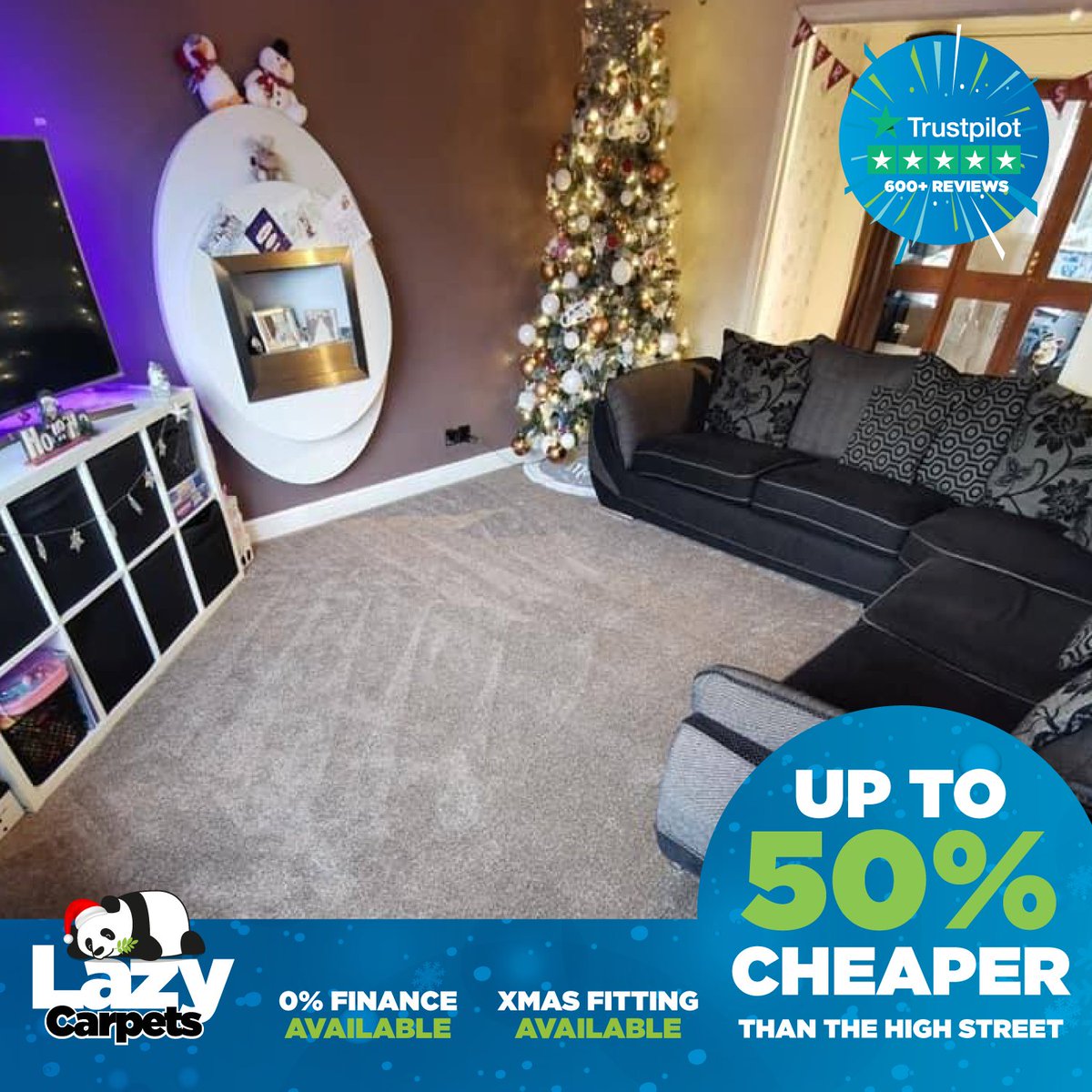Give your home a makeover this Christmas with Lazy Carpets🎄🎅🎄
✅ Rated 5* Excellent On Trustpilot (600+) Reviews

Why not contact our team 🐼 today and we'll help transform your house into a home.🏘