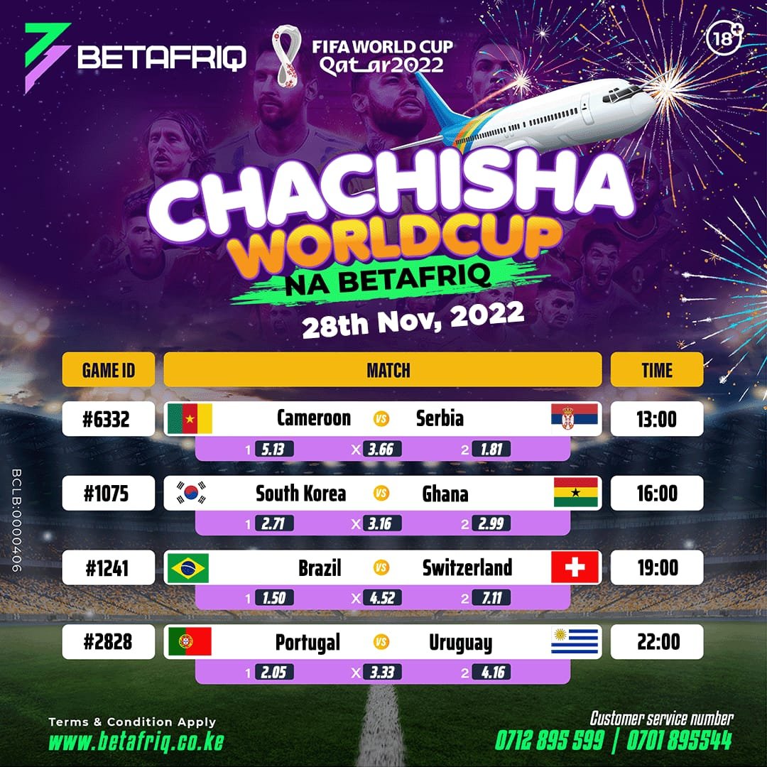 BigmanDarsil's tweet photo. Bado tuna Chachisha World na Betafriq!

What's your Predictions in Brazil Vs Switzerland?

Register on BetAfriq via https://t.co/Lhd3plx9JV to place your bet https://t.co/28p5vdlxA4