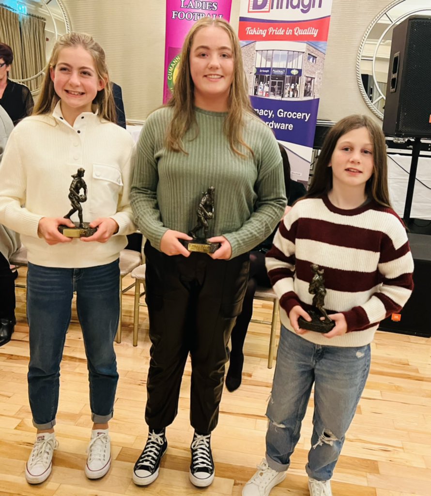 PaudieP's tweet photo. Congratulations to 3 young parishioners from @valleyroverlgfa who were presented with @westcorkladies , Drinagh Coop Player of the Match awards at a most pleasant function on Friday night at the @CelticRossHotel 
Shauna Cullinane U12.
Claire Lenihan U14. 
Shona Cronin U16. https://t.co/M3jj6KMjV1