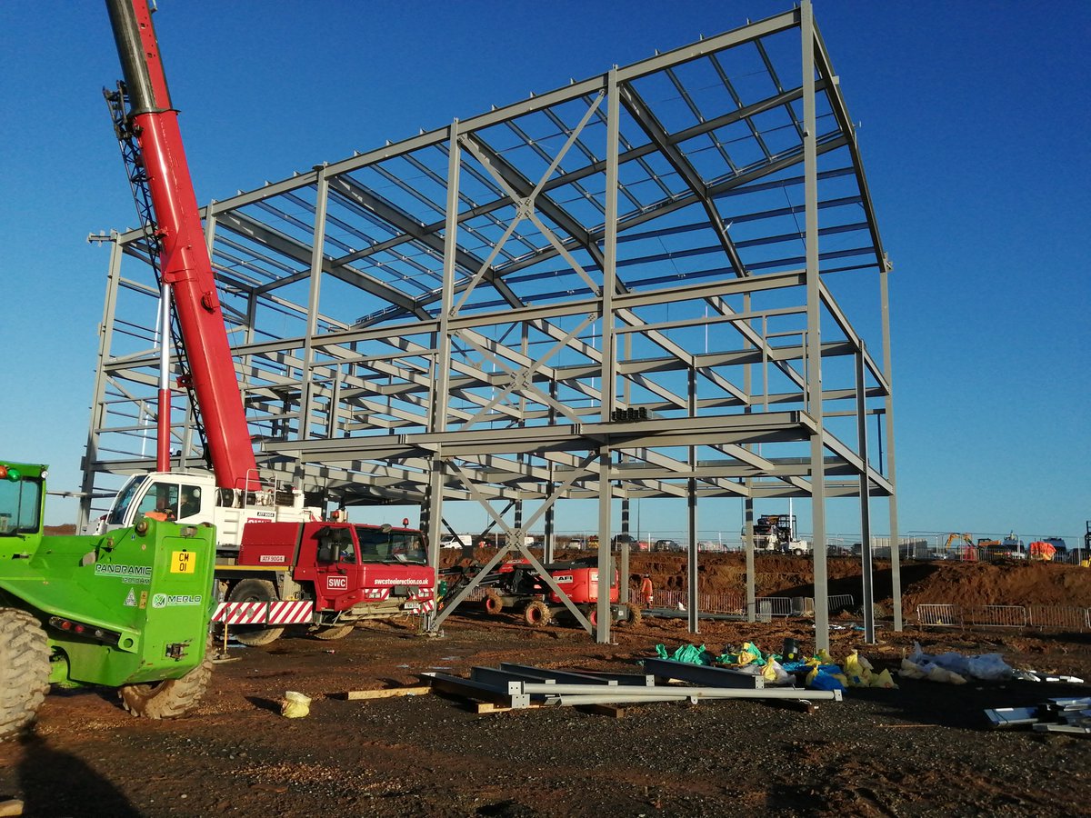 rd_billington's tweet photo. A productive first week at our Segro Coventry project. Half of the office erected already, https://t.co/NWxw3mEceI