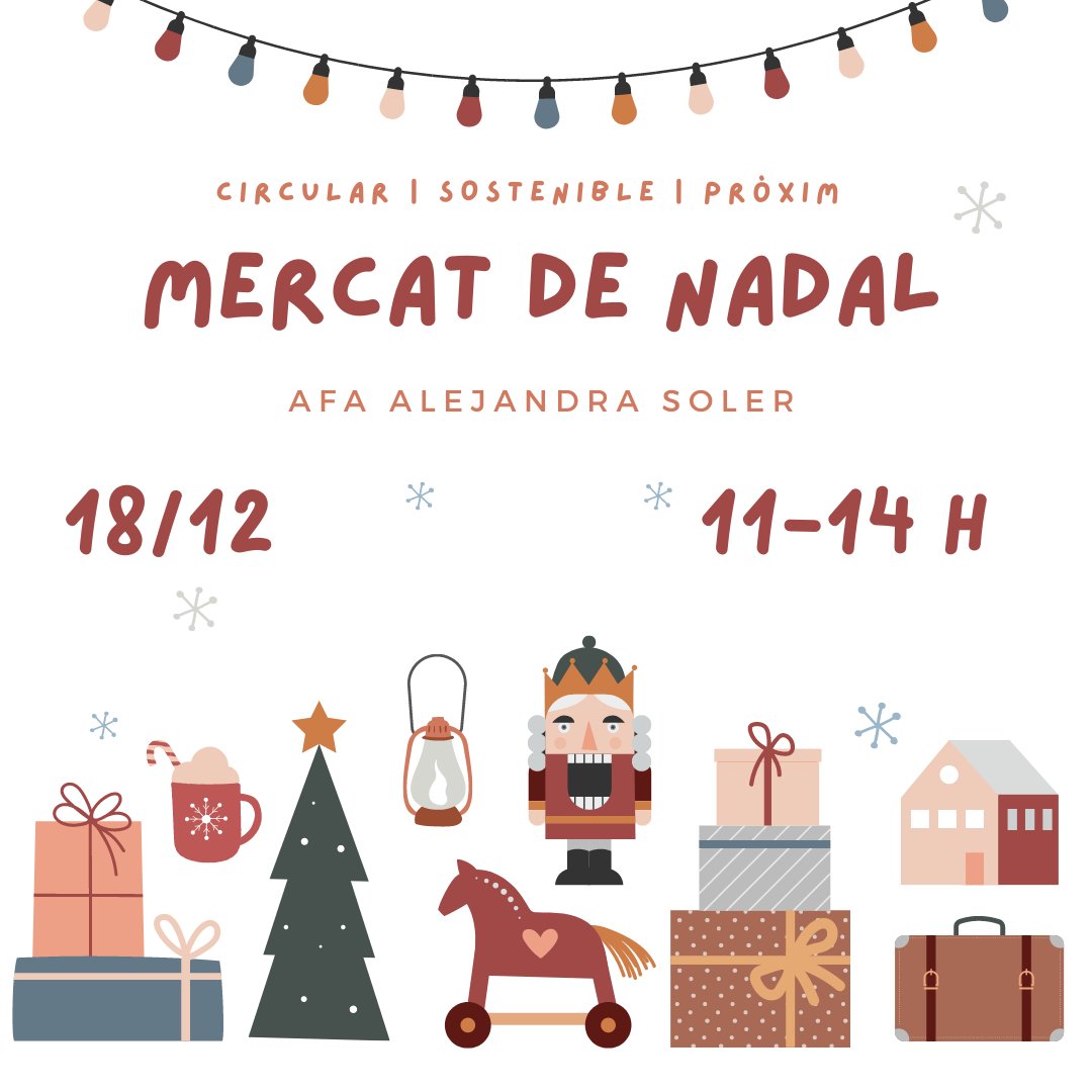 👉Reserva el teu punt de venda en el Mercat de Nadal de l’AFA en el pròxim diumenge de pati obert! 🎄🎁✨
📲En l’enllaç trobareu tota la info forms.gle/CxwWwJ7JdDGQL5…