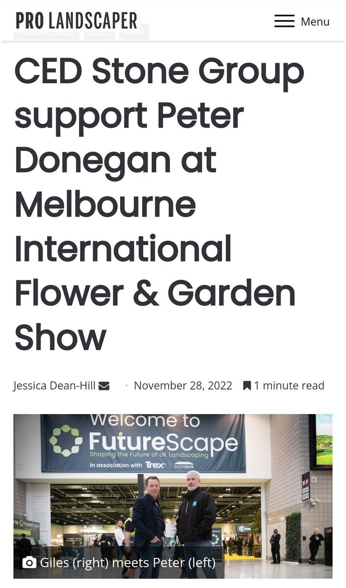 A chance meeting between @Giles_At_CED &amp; <a href="/DoneganGardens/">Peter Donegan Garden Design</a> at <a href="/FutureScapeUK/">FutureScape Event</a>  <a href="/ExCeLLondon/">Excel London</a> has us following Peter down-under as he becomes the first ever Irish garden designer to design a show garden at <a href="/melbflowershow/">Melb Flower Show</a> 2023

ow.ly/LEEf50LOMQ5 <a href="/ProLandscaperUK/">Pro Landscaper</a>

#melbflowershow