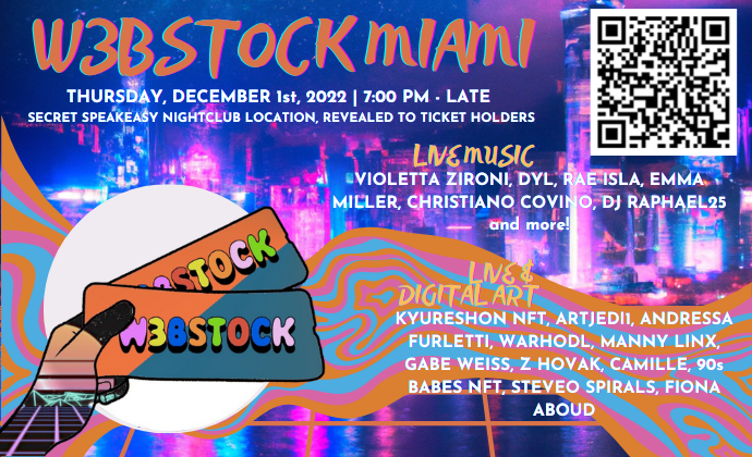 W3BSTOCK's tweet photo. 🚨ANNOUNCEMENT🚨

🙌You're invited to the W3BSTOCK x @KyureshonNFT x @FutureShape360 Gala on THU 12/1, 7PM - LATE

📍Secret Location Revealed to Ticket Holders

Ft. @violettazironi @WARHODL @famous_dyl @ARTJEDI1 @MannyLinx @90sbabesnft + more

NFT Tix - https://t.co/MyypdQMB9G https://t.co/kMwzp8mvMw