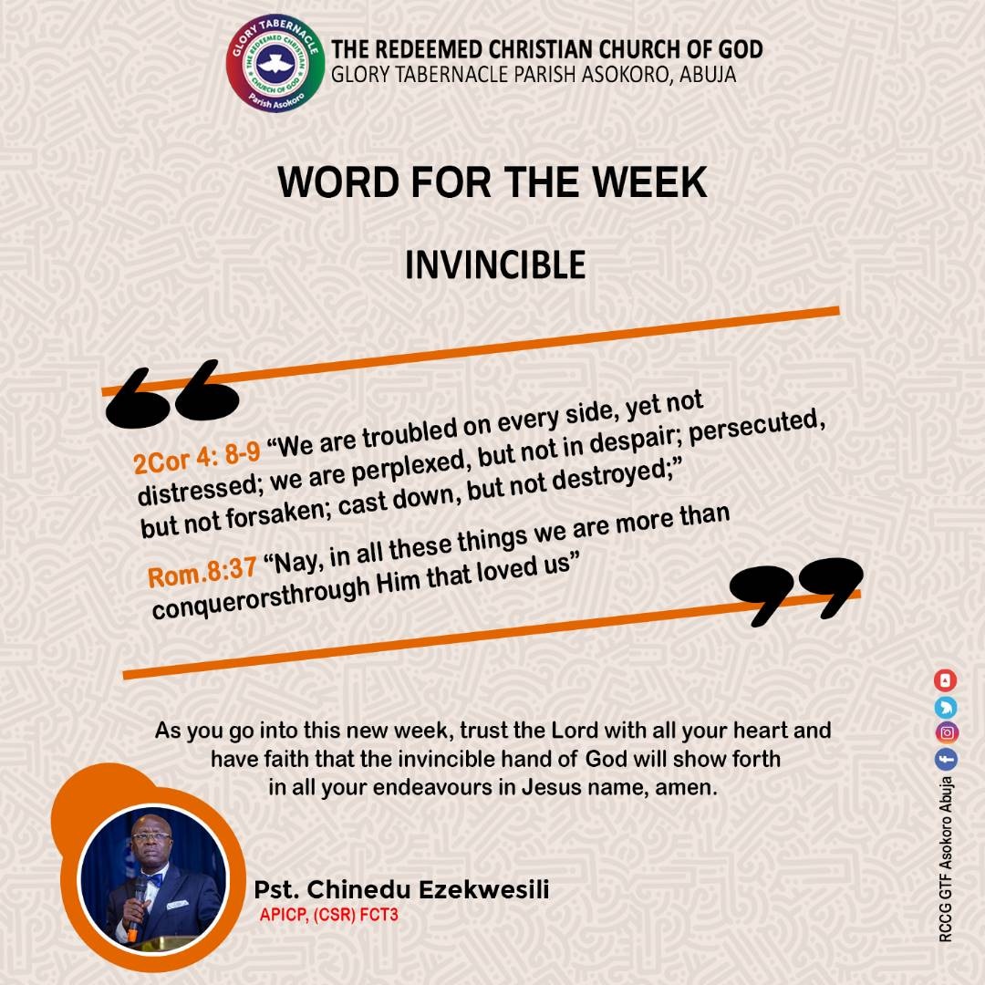Rccgglorytabern's tweet photo. Word For The Week by
Pst. Chinedu Ezekwesili
APICP (CSR), FCT 3.

#WordForTheWeek
#RCCGGloryTabernacleParishAsokoroAbuja https://t.co/J5AWzLtnE4