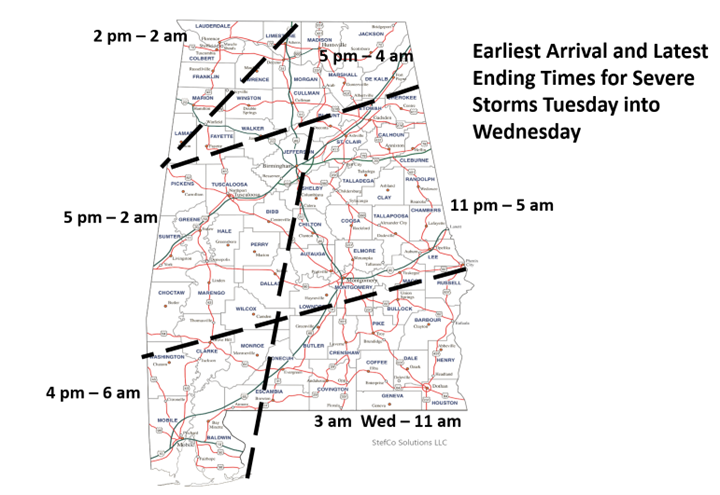 AlabamaEMA's tweet image. All modes of severe weather are possible Tuesday into Wednesday.  Learn more at ema.alabama.gov/2022/11/28/all…
