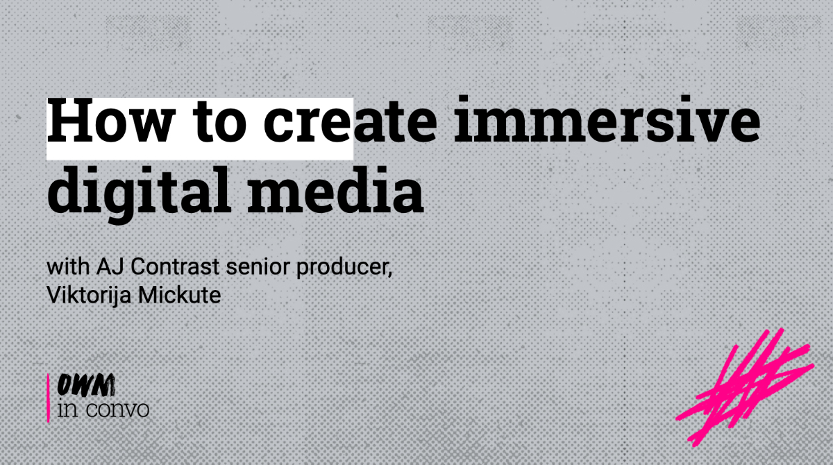 onewm's tweet photo. Join us for the next Instagram Live on Thurs 1 Dec at 5pm GMT for a conversation with @VikVicariously @AJContrast about how to create immersive digital media.

Viktorija won the @onewm
Digital Media Award in 2022. 

https://t.co/xueH1E2Fn7 https://t.co/IBowrJEi89