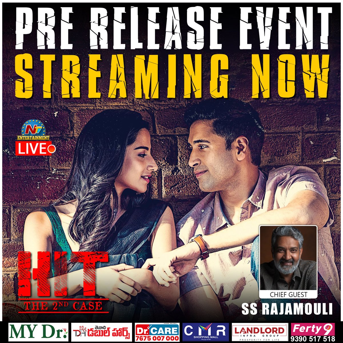 NtvTeluguLive's tweet photo. Hit 2 Pre-Release Event
Watch Live>>>
https://t.co/HWFxPEgsRE
#Hit2teaser #Hit2prereleaseevent #Adivisesh #Meenakshichaudhary #Rajamouli #NTVENT https://t.co/m5TdCxZ32S