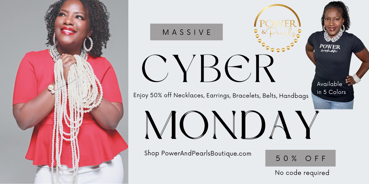 TonyaSloans's tweet photo. Automatic 50% OFF Pearl Necklaces, Earrings, Bracelets, Belts, and Handbags!!!

No code required. Discount will appear in cart.

HAPPY CYBER MONDAY!!!!

Shop https://t.co/sQzLEBm6HG.

#powerwoman #pearlsofwisdom #CyberMonday #rockyourpower #pearlsforgirls #pearlnecklaces https://t.co/qlBdyaSPi0