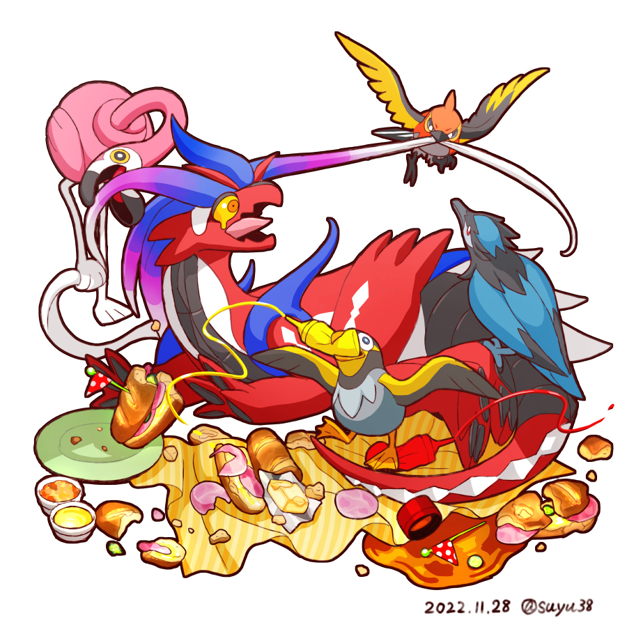 pokemon (creature) no humans food tongue open mouth bird white background  illustration images