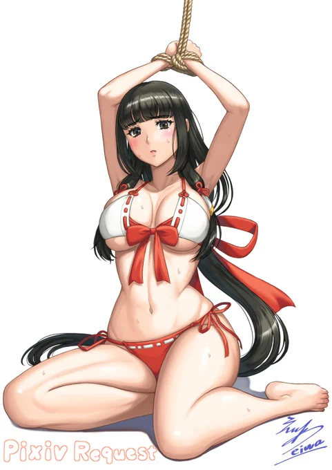 pixivのリクエストありがとうございます!。リクエストで描いたイラストができたのでPixivに納品しました～😊
私のオリジナルキャラクター巫女のアカリです
#pixivRequest (1/1) 