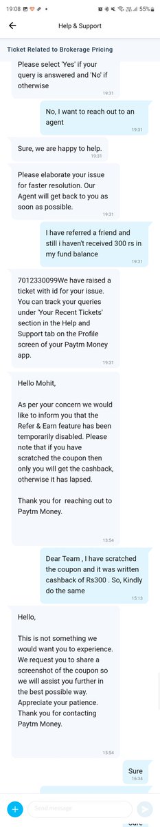 mohit0091's tweet photo. @PaytmMoney @PaytmMoneyCare Poor customer support only computer generated replies... https://t.co/sh3BsCmcOn