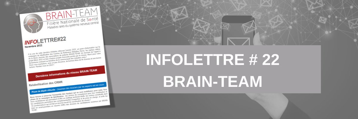 BRAINTEAM_FSMR's tweet photo. 📣 [PUBLICATION] INFOLETTRE#22 BRAIN-TEAM
A la une de cette dernière édition de l'année 2022 : un point d'information relabellisation 2022, les lauréats de l'appel à projet filière et bien d'autres projets innovants portés par le réseau ! 🤝
https://t.co/sNSrpqE0Sl https://t.co/8rR8l0pbnD