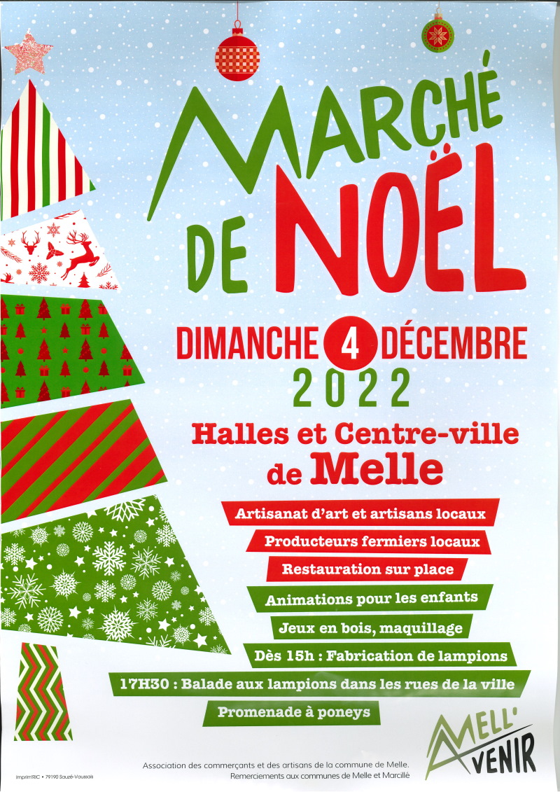 MeliMellois's tweet photo. Marché de Noël de #Melle 
Organisé par l'Association des Commerçants
Ce dimanche dans les halles et le centre ville de Melle
#MarchédeNoël #Marché #Noël #MellAvenir #PaysMellois https://t.co/r5EESCk8fU