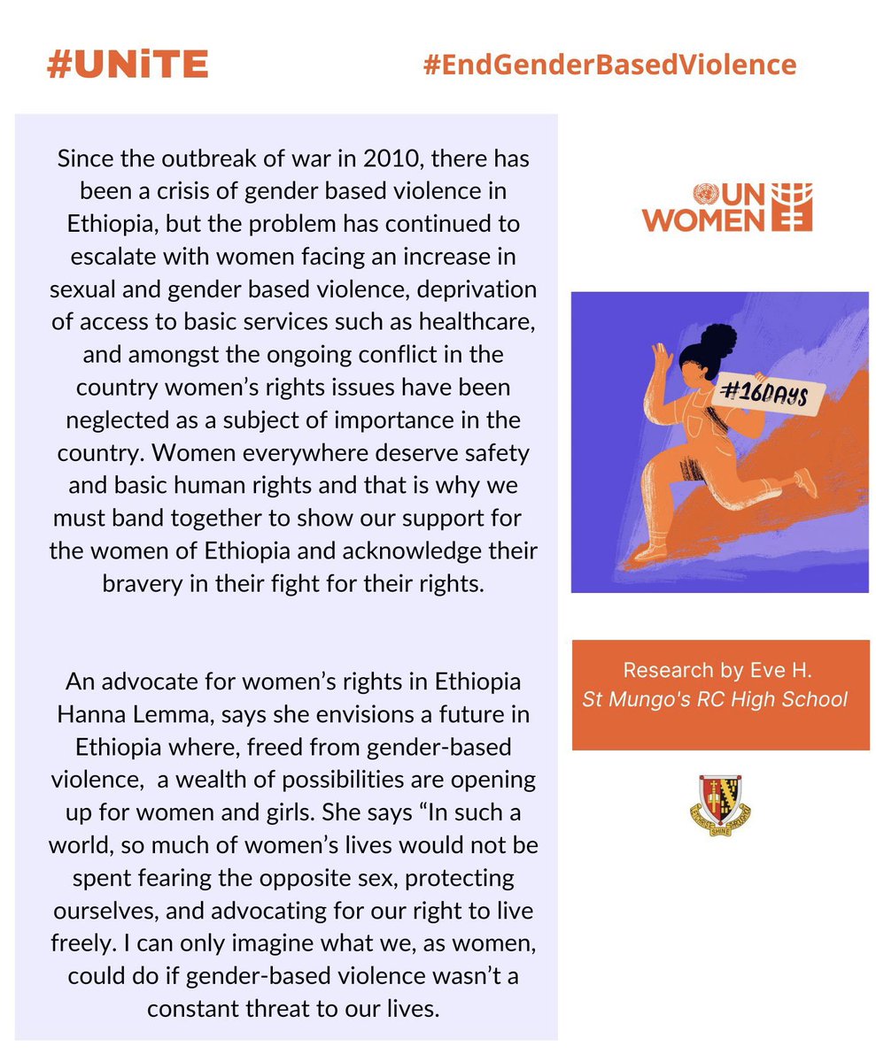 Day 4 of #16DaysofActivism. Today we stand with women in Ethiopia and we celebrate the work of <a href="/HannaLemma8/">Hanna Lemma</a> as she strives to push forward a feminist politics in her country. We uphold your dream! To find out more visit: unwomen.org/en/news-storie… <a href="/UN_Women/">UN Women</a>