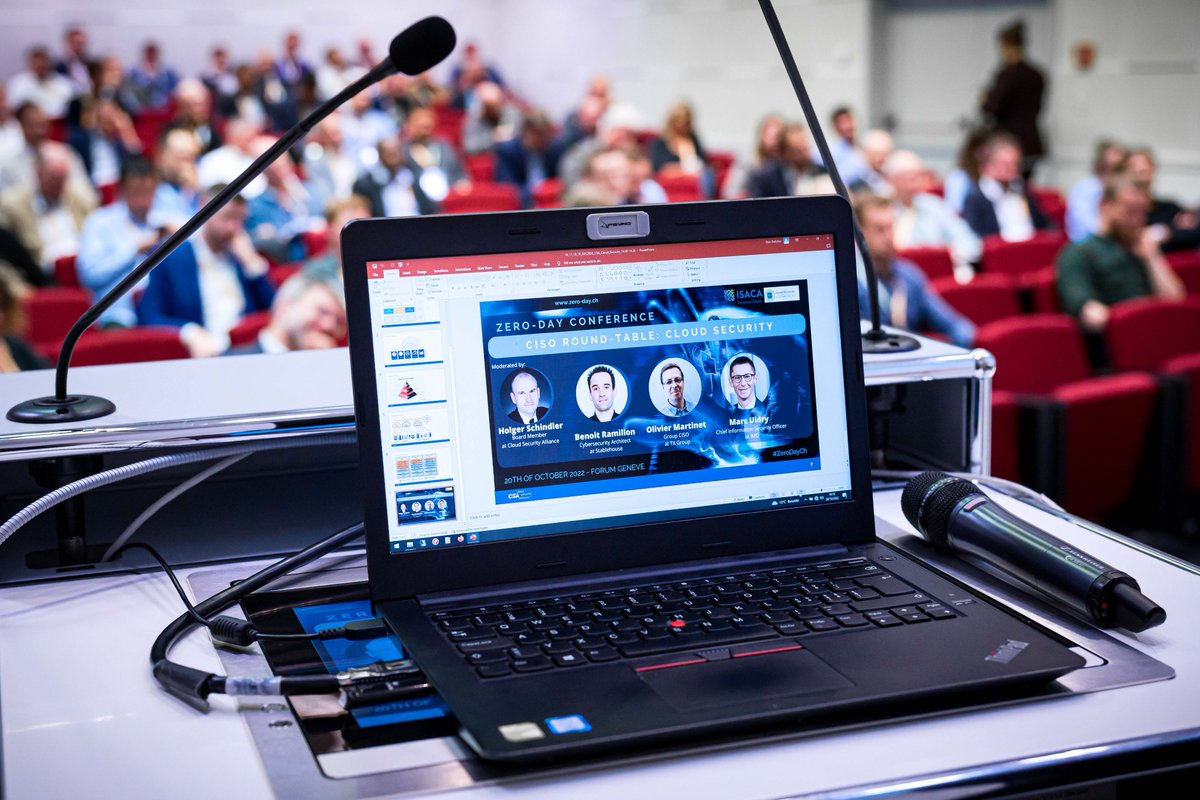 ZeroDayConf's tweet photo. Learn about #cloudsecurity from the experts: Olivier Martinet, Benoit Ramillon, Marc Uldry and moderated by Holger Schindler from  @cloudsa. #ZeroDayCh Next event: 26.10.2023 @ZeroDayConf https://t.co/8WjaD7nBrQ https://t.co/Jc9haWqsUE