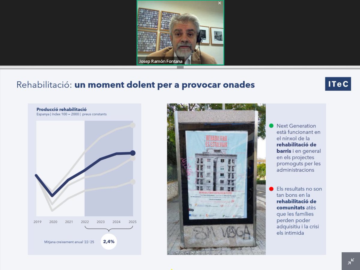ITeC_cat's tweet photo. Josep Ramón Fontana, Cap del Departament de Mercats de l'ITeC: Seria una pena que els fons Next Generation es desaprofitessin en el camp de la #rehabilitació. #Euroconstruct https://t.co/OpwiJv0DpW