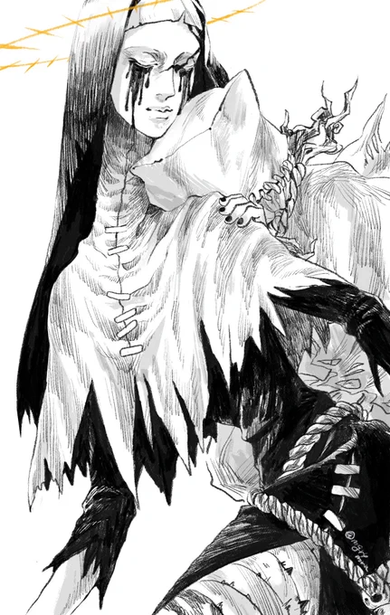 #このタグを見た人は推しの初描きと現在の絵を載せる
人外感が増しましたね 