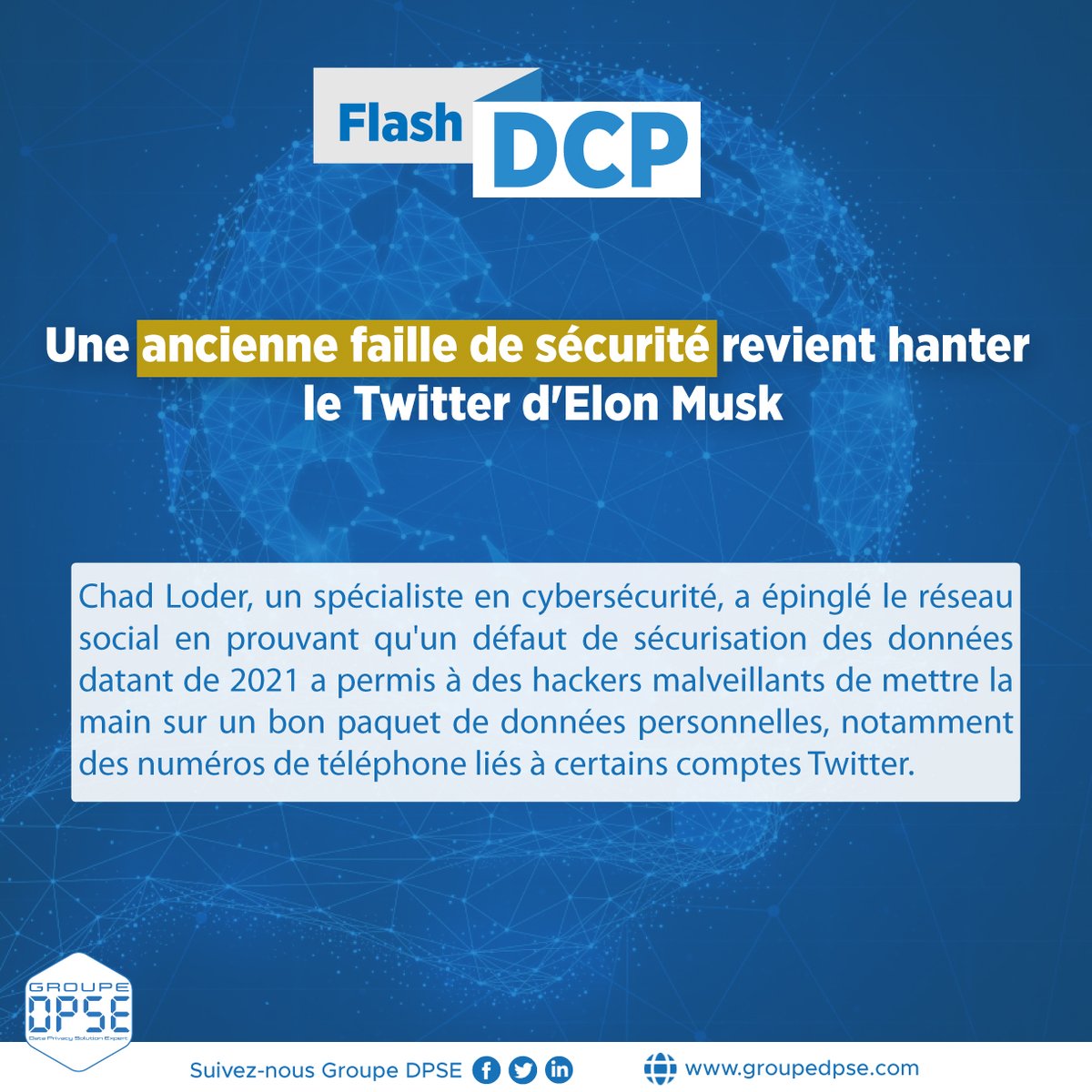 GroupeDPSE's tweet photo. #FlashDCP | Une ancienne faille de sécurité revient hanter le Twitter d'Elon Musk
Lire l’intégralité ici : https://t.co/hmjoL3WA7V
https://t.co/Ado9Fuq1DA
#GroupeDPSE #DonnéesPersonnelles #civ225 https://t.co/xwOeVebeEF
