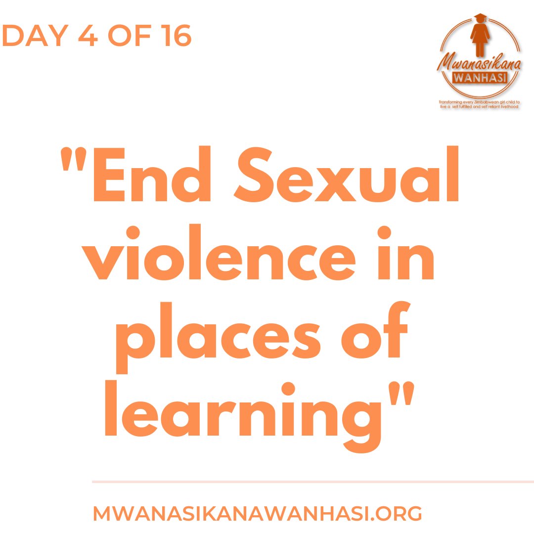 DAY 4 OF 16📢: We call for an end to #SEXUALVIOLENCE in places of learning. Students must not be asked for sexual favors at school or when seeking attachment. This is a clear violation of their rights.
#16DaysofAction
@YetTrust @SAYWHATOrg @hivosrosa @NLinZimbabwe @UsaidZimbabwe