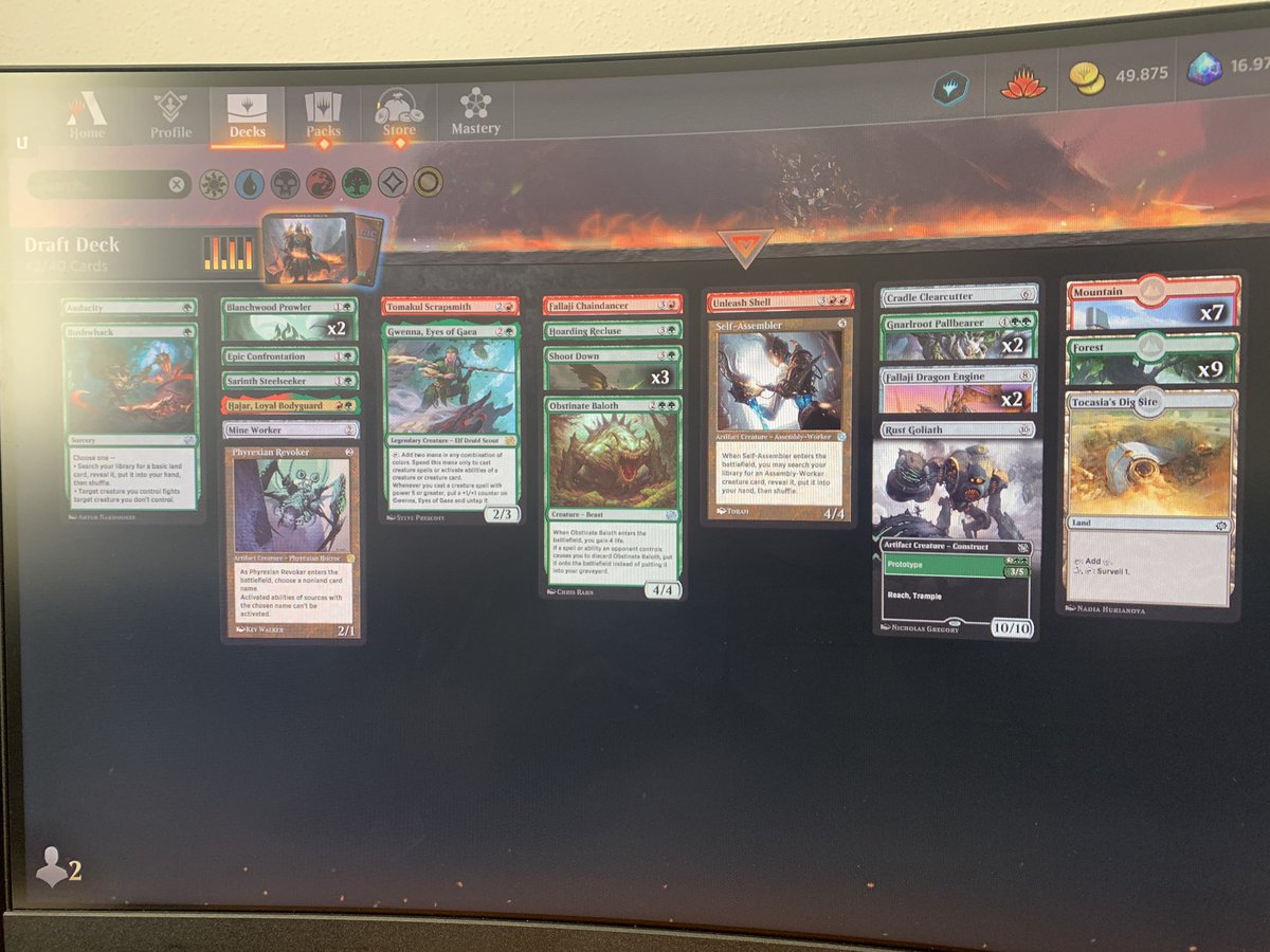 diliz13's tweet photo. Han empezado los #QuickDraft de #MTGArena y como siempre me pedís, os voy a hacer un hilo con los draft q vaya haciendo, para q veáis los decks y los resultados. Si, tb voy a poner los 0-3 🤣. Empezamos el lunes 28/11/22: https://t.co/EhpUhngQog