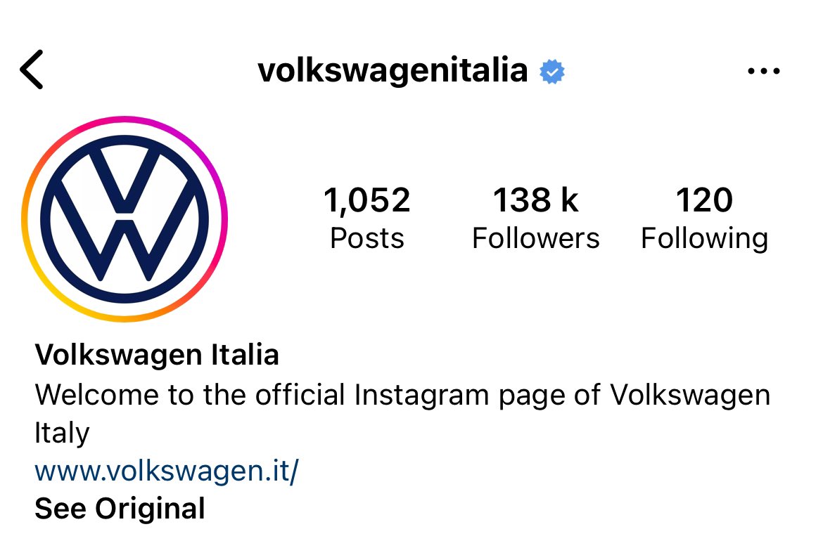 Volkswagen Italy, please never change your Instagram handle.