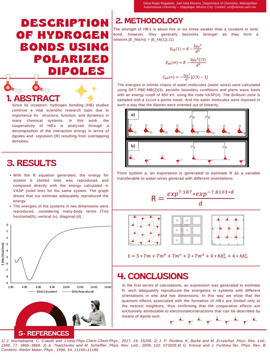 Hi <a href="/LatinXChem/">LatinXChem</a>, this is my work ‘Description of hydrogen bonds using polarized dipoles’, #LatinXChem22 #LXChemComp #Comp175