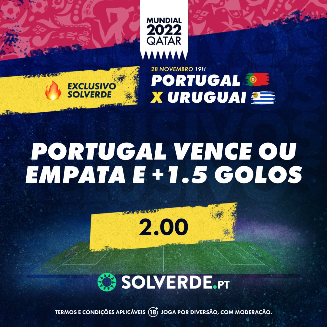 solverdept's tweet photo. 🔥 EXCLUSIVO PORTUGAL 🌍 https://t.co/pT2apHuUk6
Portugal vence ou empata e +1.5 golos no jogo!

Deixa o teu palpite em resposta!

#Portugal #Uruguai #Exclusivos #Solverdept #Mundial2022 https://t.co/th9bZeyu8t