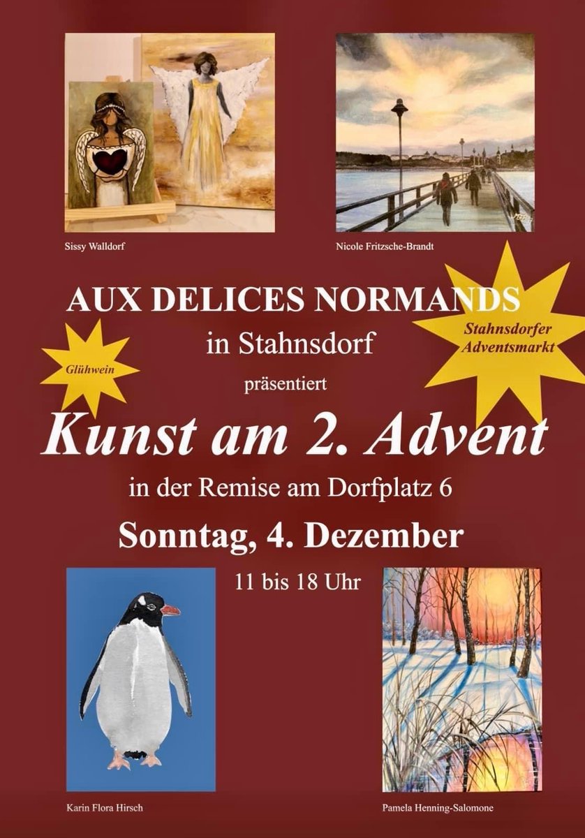 realStahnsdorf's tweet photo. Das zweite Adventswochenende ⭐️🎄 wirft seine Schatten voraus und @realStahnsdorf steht dabei im Fokus. Ob in #Güterfelde, #Sputendorf oder #Stahnsdorf, ob Kunst 🎨, Kulinarisches 🌭 oder Musikalisches 🎻 ─ geboten wird so Einiges. 👇
https://t.co/jRPUvL7gSk https://t.co/L96bPrlUta