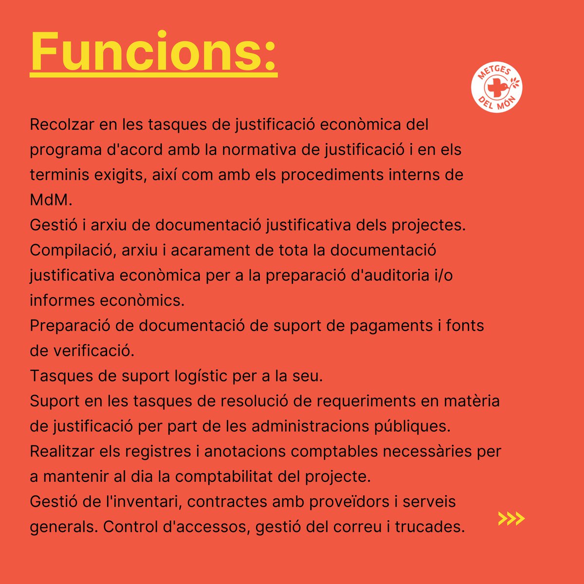 📣Hola! T'interessa o coneixes a algú que li pugui interessar?
Cerquem #Administrativa/o per a un projecte d'intervenció amb #dones

Si vols aplicar pots fer-ho através de la pàgina de medicosdelmundo.org - ofertas de empleo 👉 empleo.medicosdelmundo.org/jobs/administr…