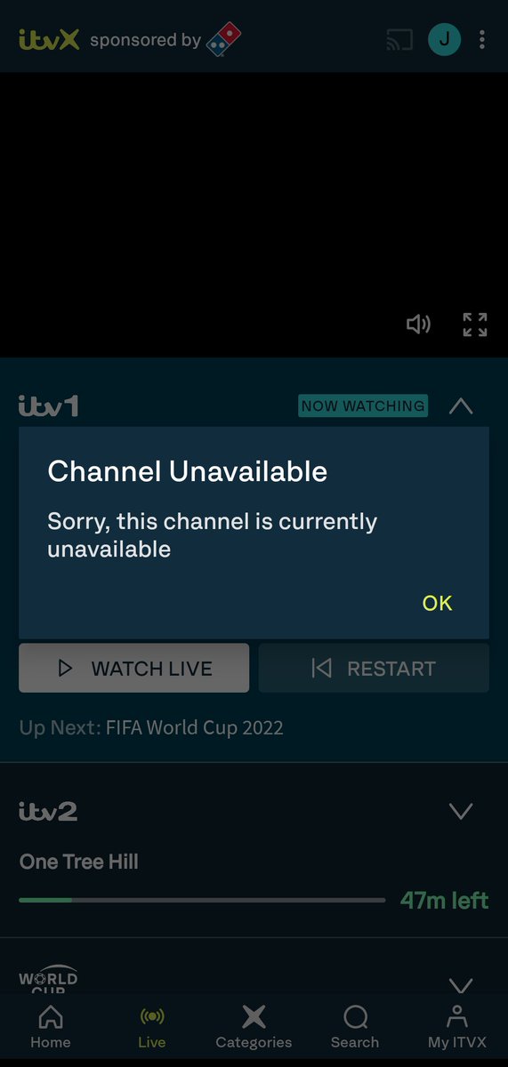 JackoHawkins's tweet photo. @Itvx app still not working. #WorldCup2022 #ITVXnotworking #ITVX #ITVXapp https://t.co/5mpuat7i3C