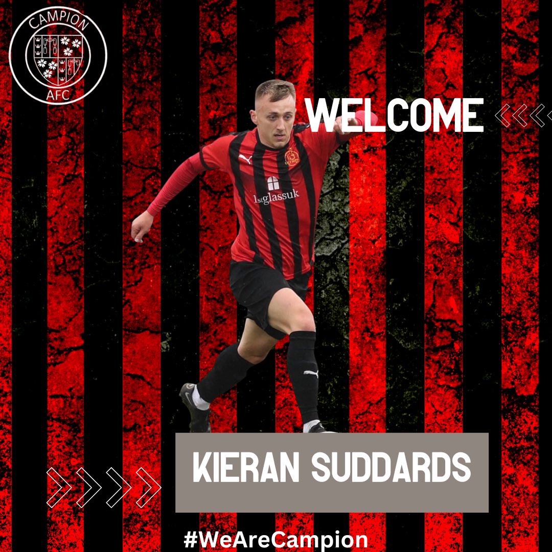 🚨 ɴᴇᴡ ꜱɪɢɴɪɴɢ ᴀʟᴇʀᴛ! 📋🖊️

<a href="/CampionAFC/">Campion AFC 🔴⚫</a> are delighted to announce the signing of <a href="/Suddards_77/">Kieran Suddards</a> from <a href="/ThackleyAFC/">Thackley AFC</a> 

We look forward to seeing what Kieran can bring to the side and we are delighted to have him on board! 🤝 

#WeAreCampion 🔴⚫️