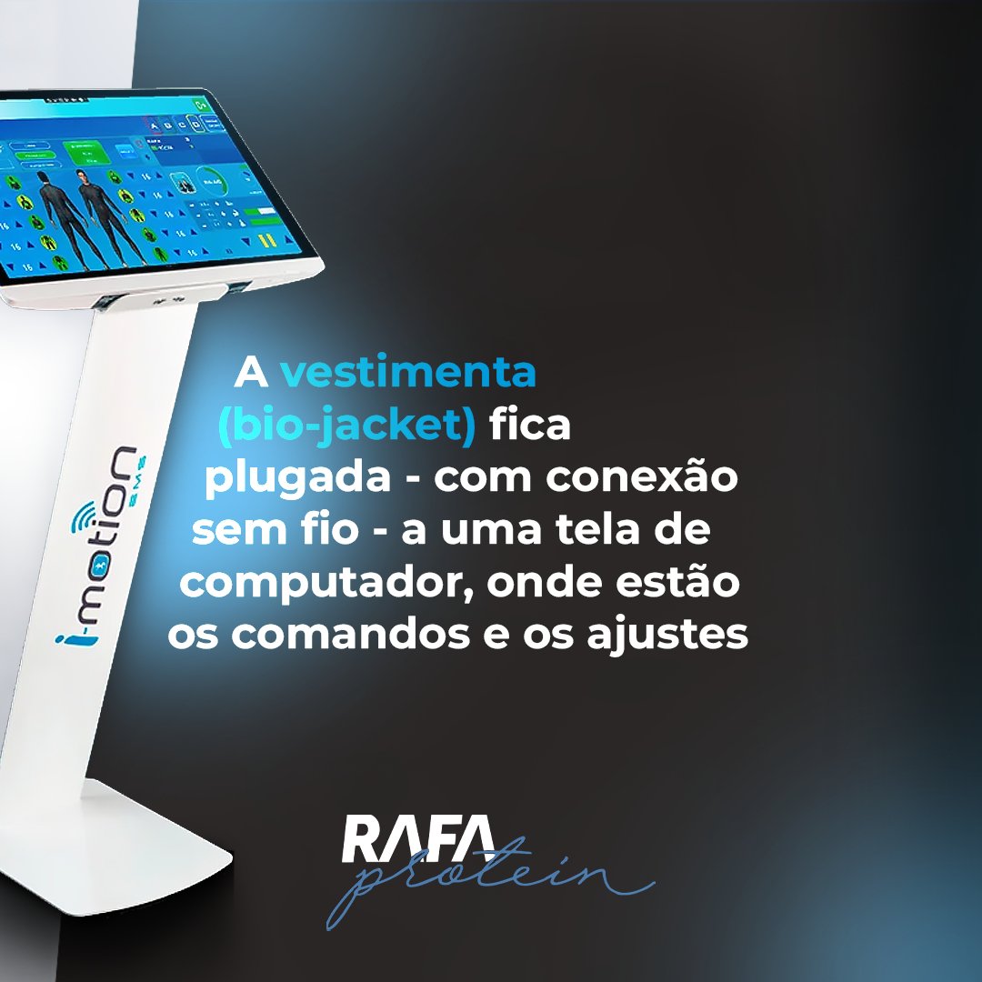 RafaProtein's tweet photo. Treino do futuro, mais rápido, seguro e eficiente. ⚡⚡A prática de eletroestimulação não sobrecarrega as articulações. Treine com a metodologia Rafa Protein e os equipamentos i-Motion, certificados pela Anvisa e FDA. Percorra os slides para saber como funciona! 😘 https://t.co/md5FNCgmBe