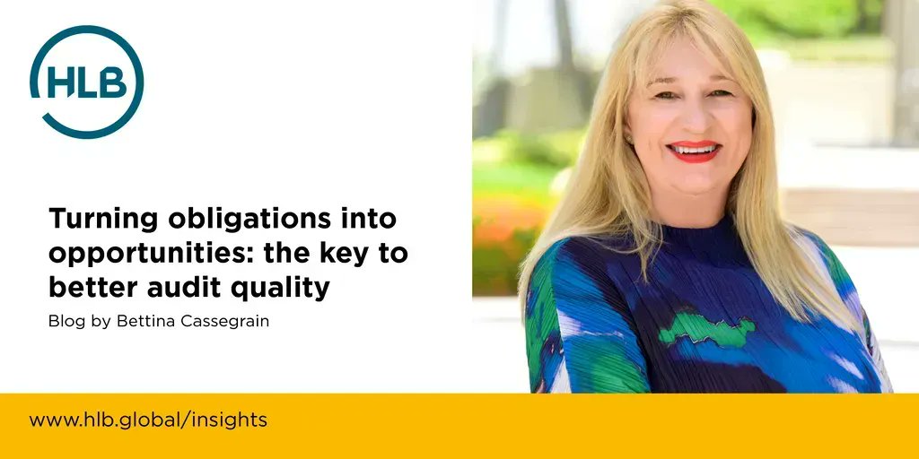 HLBI's tweet photo. Read our latest #HLBinsights blog by Bettina Cassegrain, HLB's Global Assurance Leader, who shares her thoughts on how turning obligations into #opportunities can lead to better #auditquality: https://t.co/7ZHeOQF8ue #audit #assurance #qualitymanagementstandards #collaboration https://t.co/gKIK1zbpzv