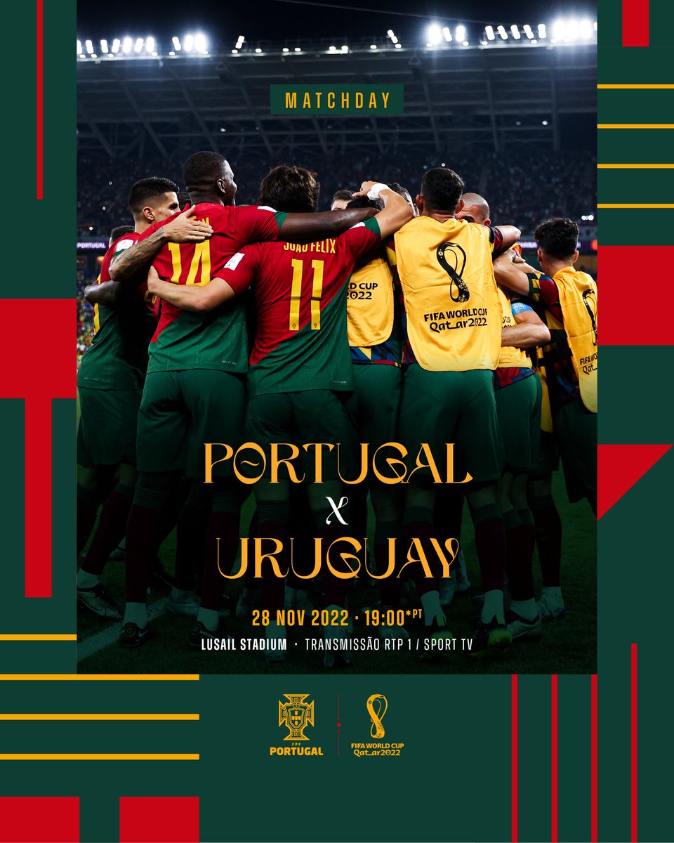 It's 𝗠𝗔𝗧𝗖𝗛𝗗𝗔𝗬! 💚💛❤️

Prontos para o jogo com o 🇺🇾! 💪 Ready for our game against 🇺🇾! 💪 #VesteABandeira #WearTheFlag #FIFAWorldCup